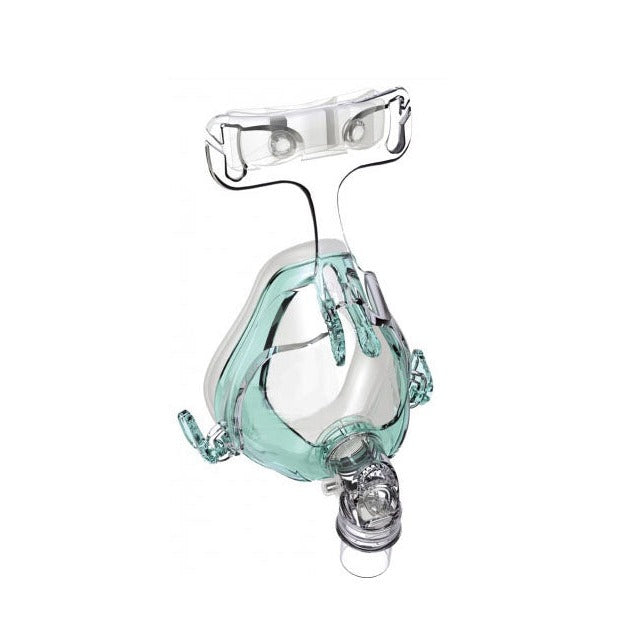 Maschera facciale completa CPAP Hoffrichter Cirri Comfort - con fascia per la testa e cuscino, disponibile in S, M o L - con valvola (NV) per ventilazione non invasiva