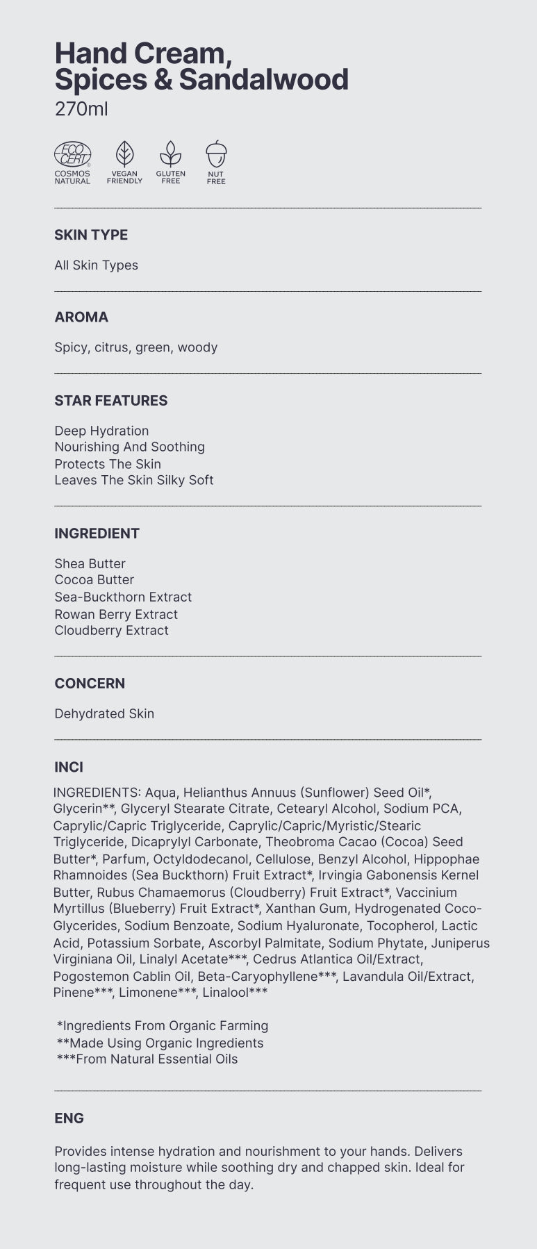 Naturale. Crema Mani Setosa, Spezie & Sandalo